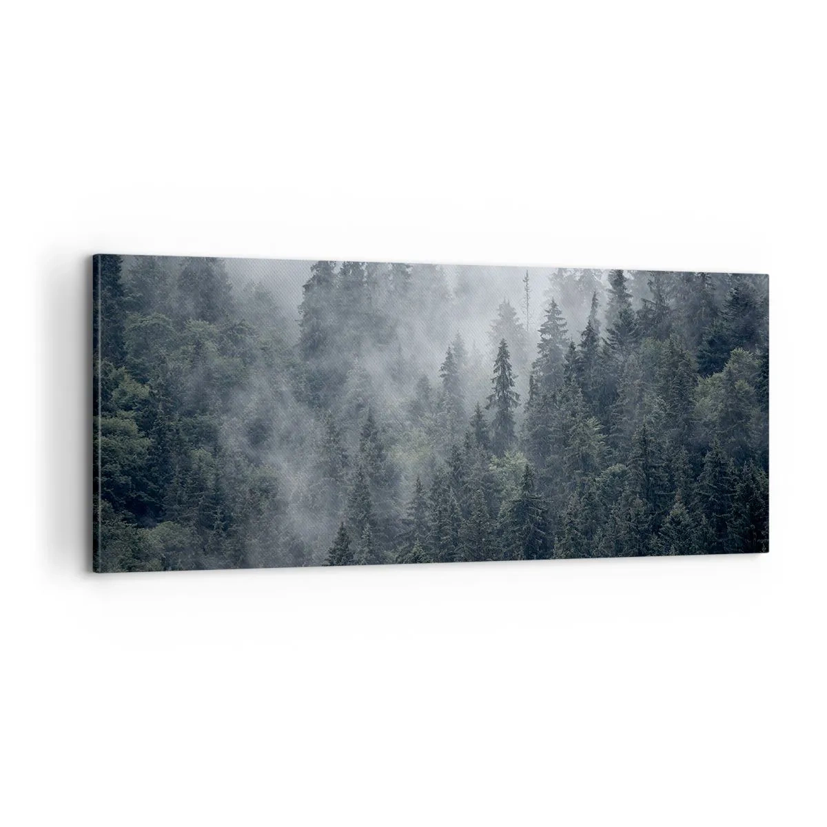 Canvastavla - Bild på duk - Gryning i skogen - 100x40 cm