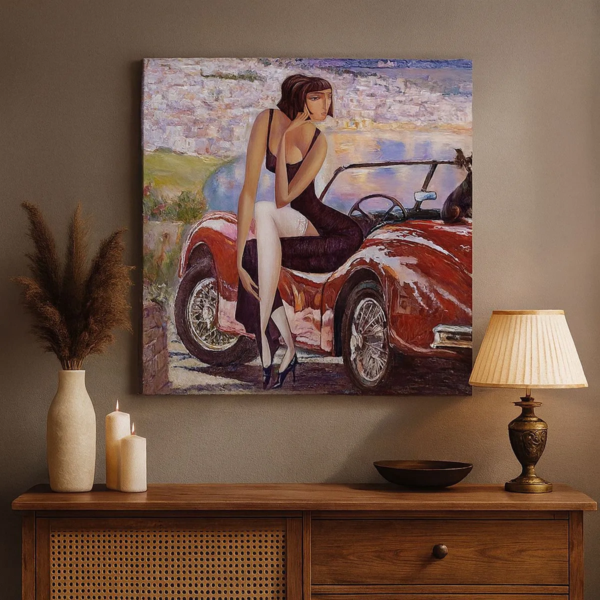 Canvastavla - Bild på duk - Sommar? Endast på Rivieran - 30x30 cm