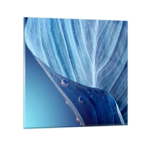 Glastavla - Bild på glas - Dolda droppar av blått - 40x40 cm