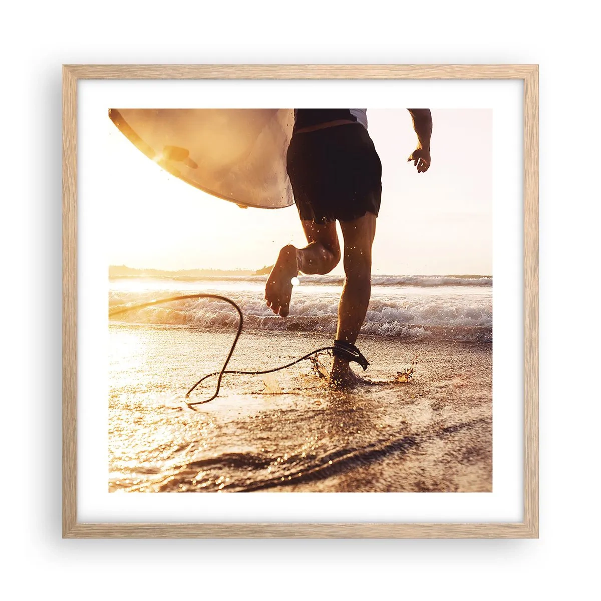 Affisch i ram av ljusek - Möta vågorna - 50x50 cm