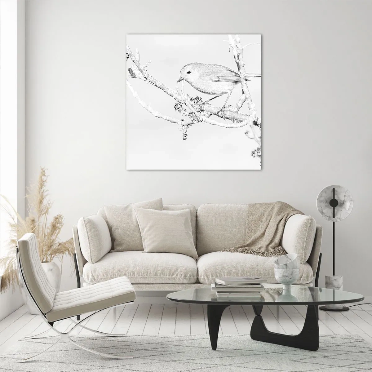 Glastavla - Bild på glas - Vintermorgon - 70x70 cm