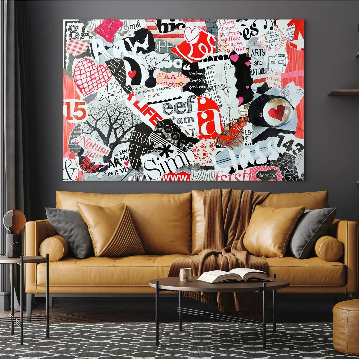 Glastavla - Bild på glas - Hipster collage - 120x80 cm