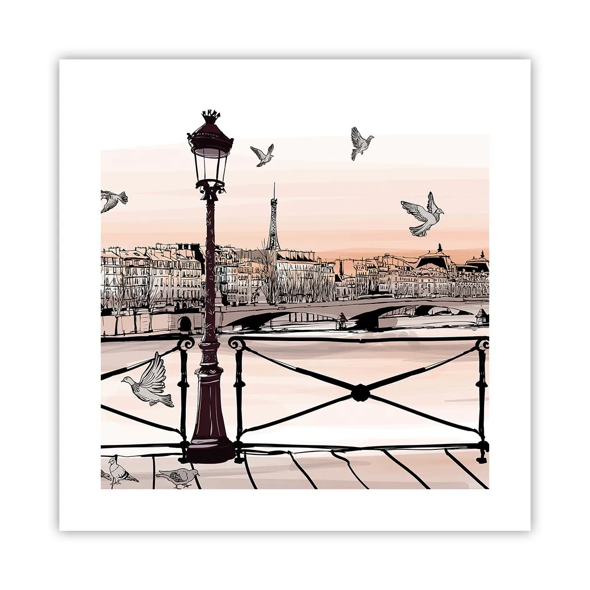 Affisch - Över Paris tak - 40x40 cm