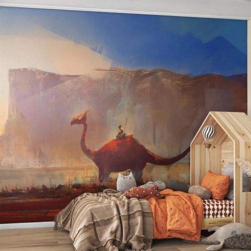 Fototapet på mått Premium Canvas - Om de inte dött ut - Abstraktion, Dinosaurie, Fantasi