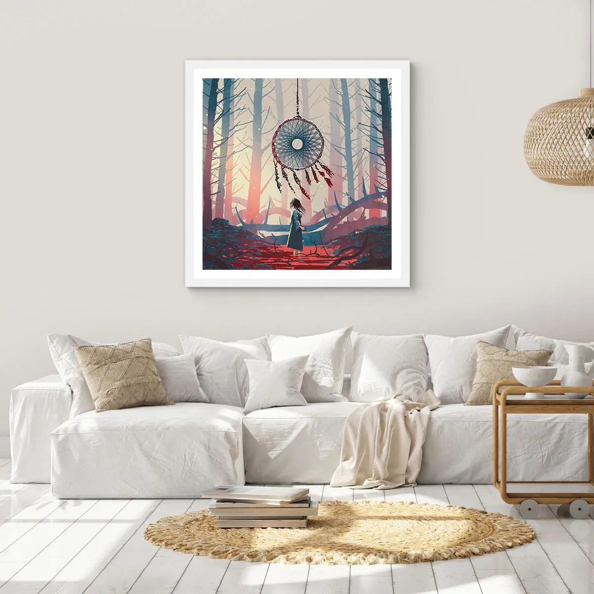 Affisch i vit ram - Hemlighetsfull ritual av lyckan - 60x60 cm