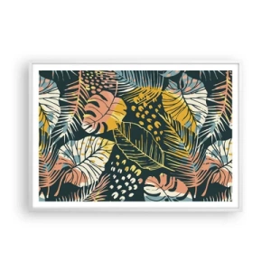 Affisch i vit ram - Lövfantasi - 100x70 cm