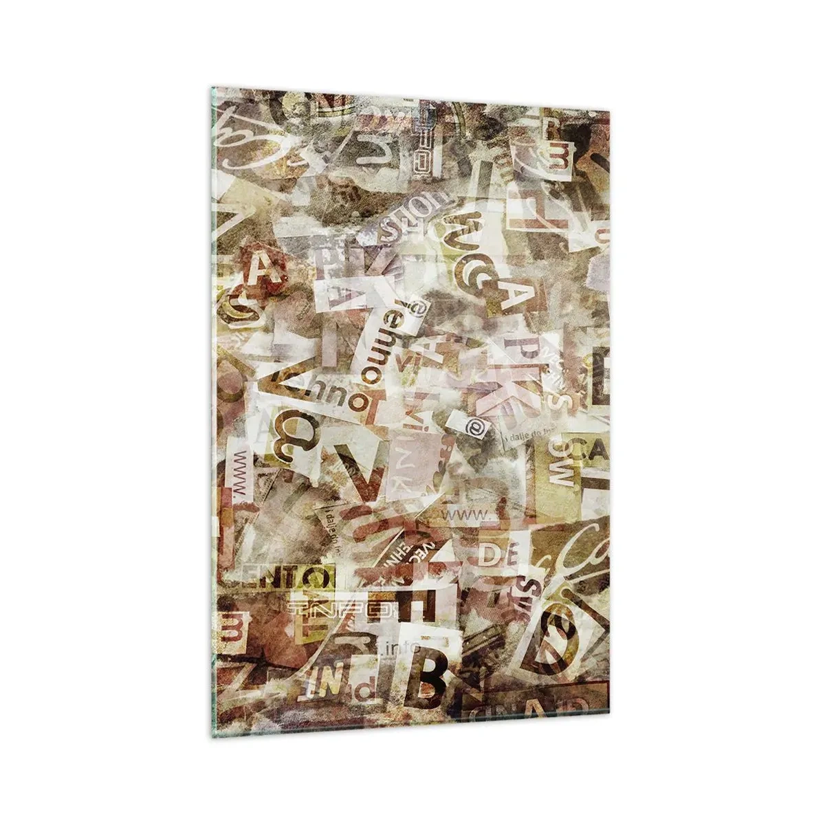 Glastavla - Bild på glas - Snacket reduceras till enstaka bokstäver - 80x120 cm