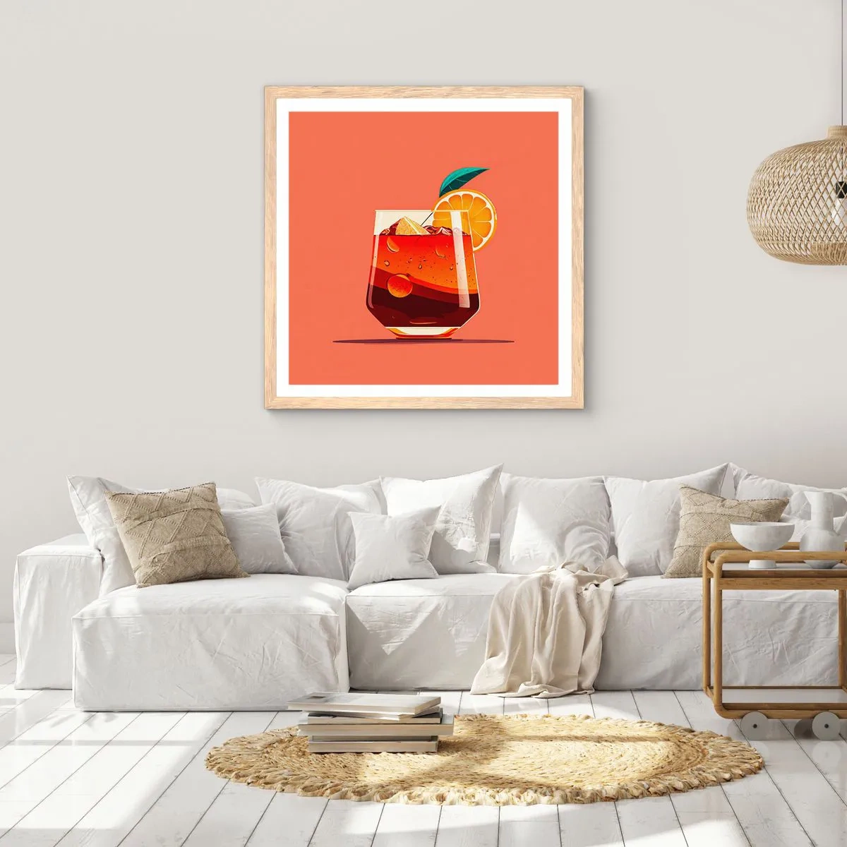 Affisch i ram av ljusek - Sommarens förfriskning - 60x60 cm