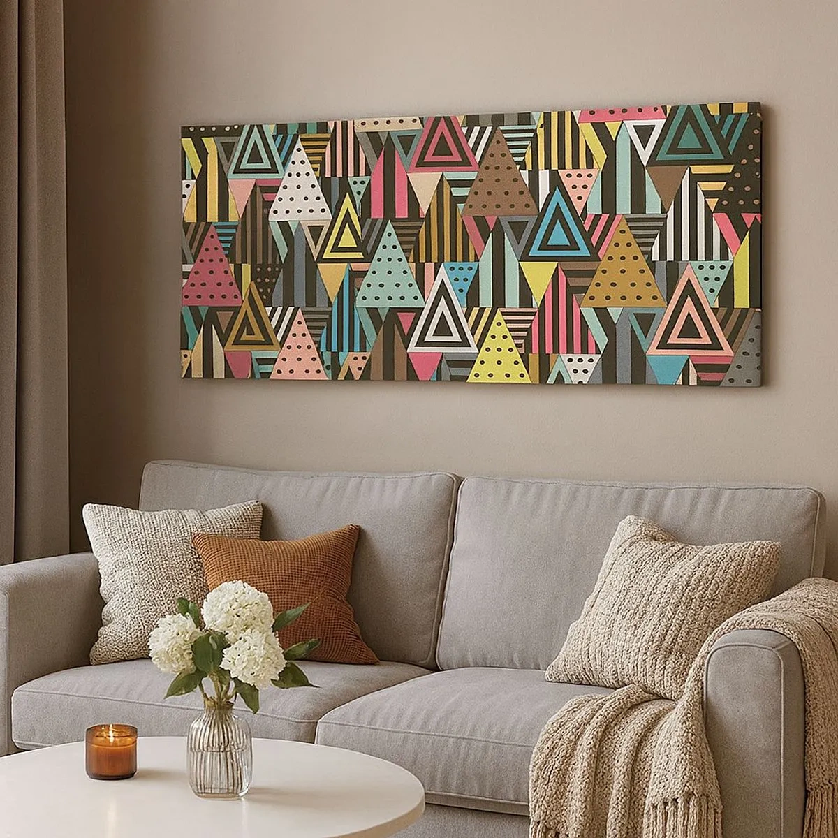 Canvastavla - Bild på duk - Trianglar - 100x40 cm