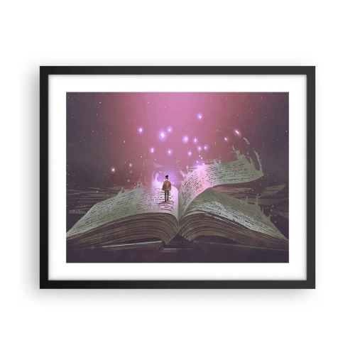 Affisch i svart ram - Inbjudan till en annan värld - läs! - 50x40 cm