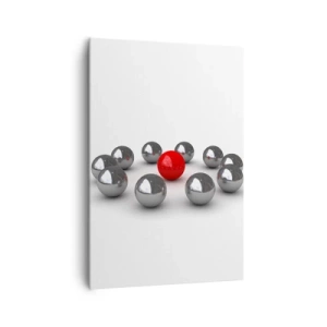 Canvastavla - Bild på duk - Ring i silver och röd - 70x100 cm