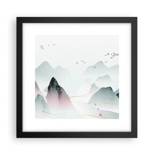 Affisch i svart ram - Över topparna - 30x30 cm