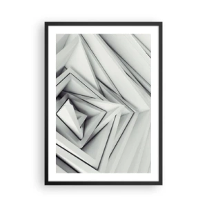 Affisch i svart ram - Abstrakt komposition av geometriska trianglar i 3D - 50x70cm - Blommande vassa kanter - Modern väggdekoration för vardagsrum och sovrum ARTTOR