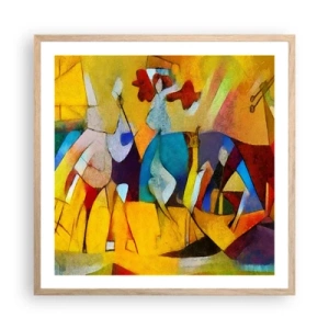 Affisch i ram av ljusek - Sol - liv -glädje - 60x60 cm