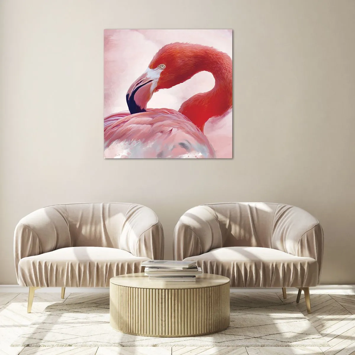 Glastavla - Bild på glas - Fågelns skönhet - 70x70 cm