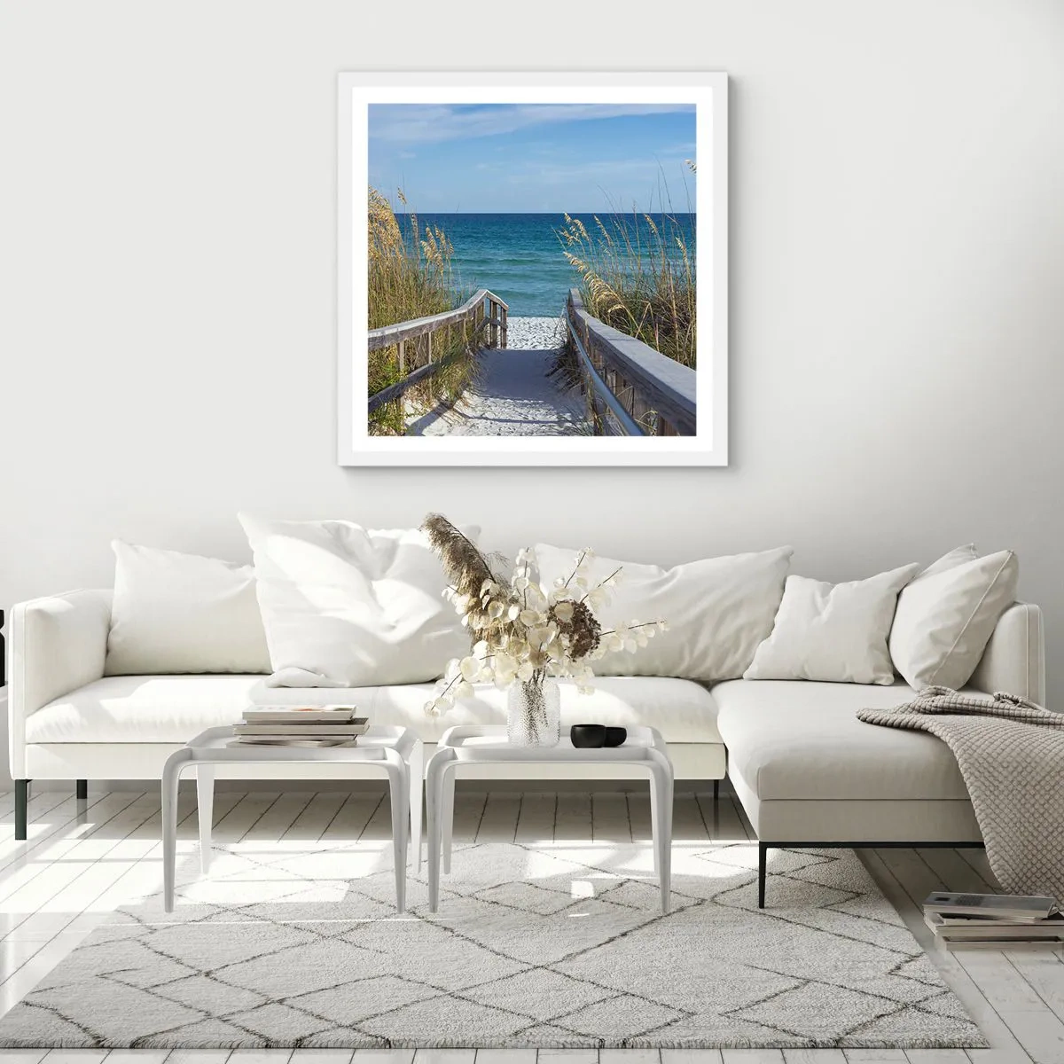 Affisch i vit ram - I solen, i vinden - 30x30 cm