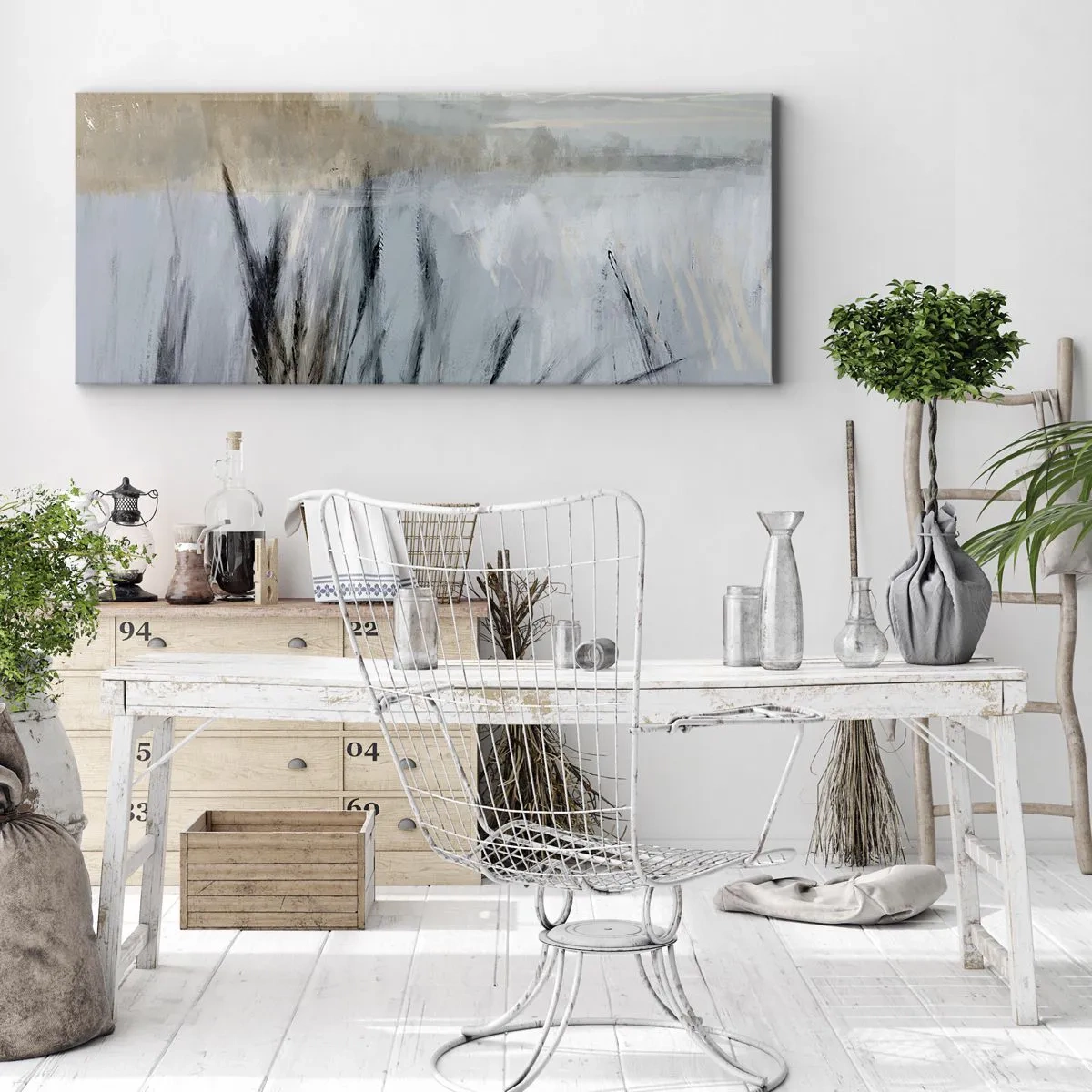 Canvastavla - Bild på duk - Vinterfält - 120x50 cm