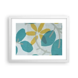 Affisch i vit ram - Bland azurblå blad - 40x30 cm