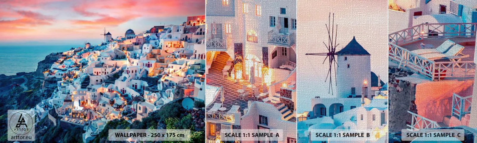 Provbit av fototapet Premium Canvas - Din stora grekiska semester - Landskap, Grekland, Santorini - 100x30 cm