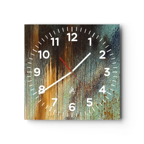 Väggklocka - Klocka på glas - En oavsiktlig färgglad komposition - 40x40 cm