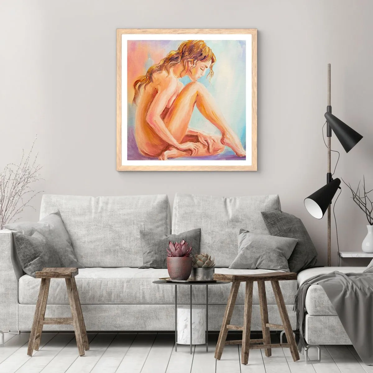 Affisch i ram av ljusek - Kärlekens akt - 60x60 cm