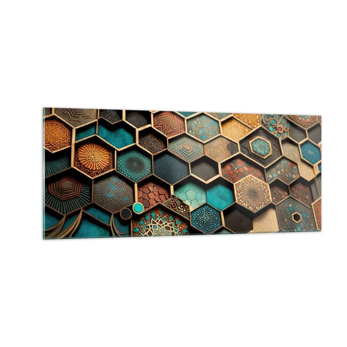 Glastavla - Bild på glas - Arabiska ornament - en variation - 100x40 cm