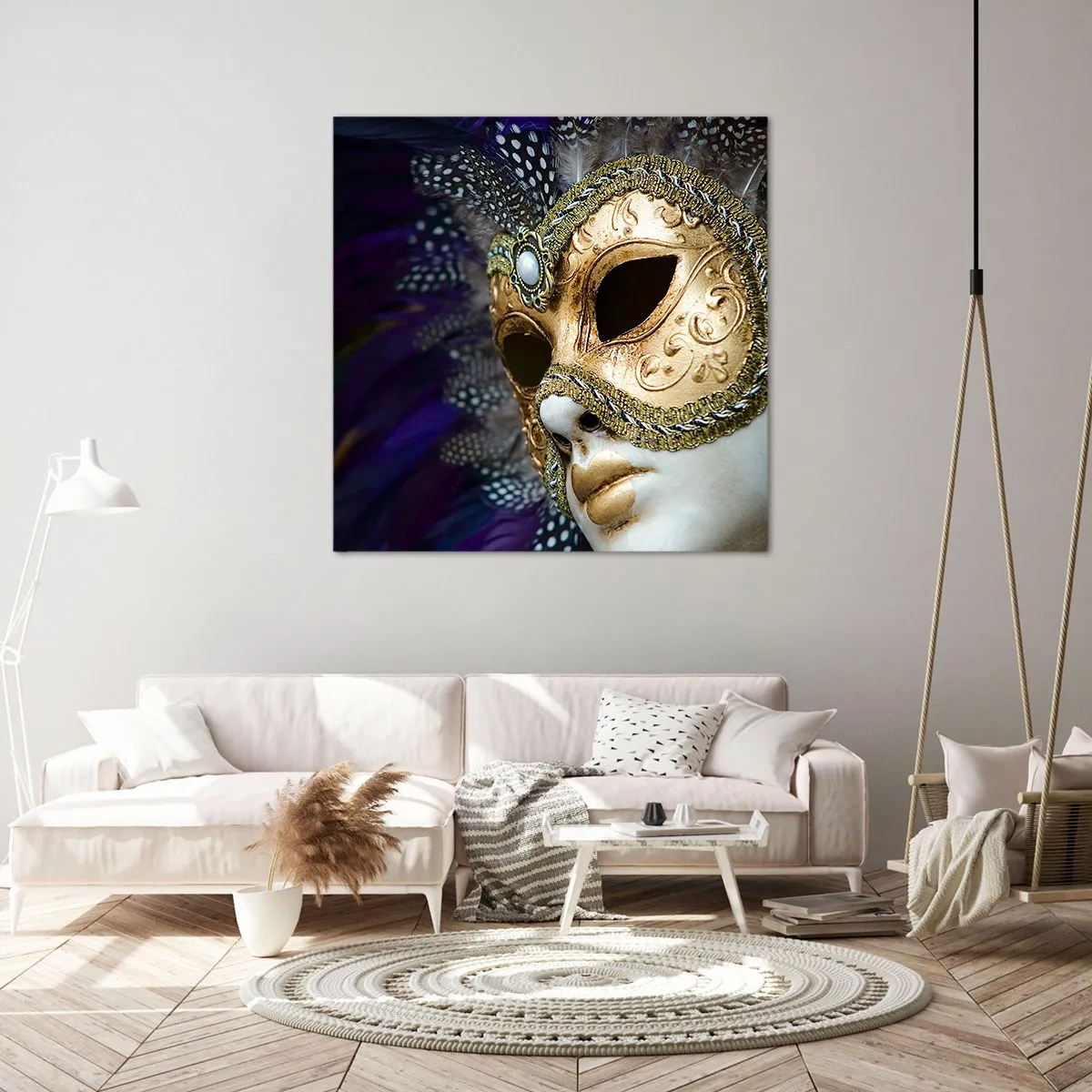 Canvastavla - Bild på duk - Venedigporträtt i guld - 40x40 cm