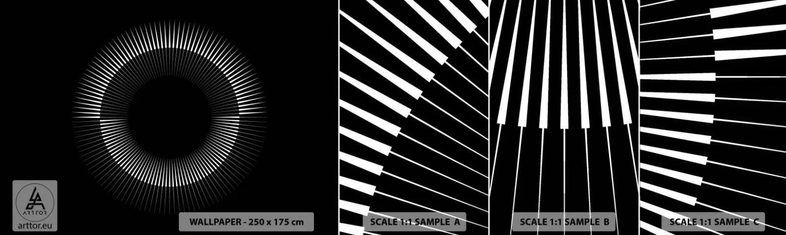 Provbit av självhäftande fototapet Deluxe Sticker - Svart sol - Mörk, Sol, Hjul - 100x30 cm