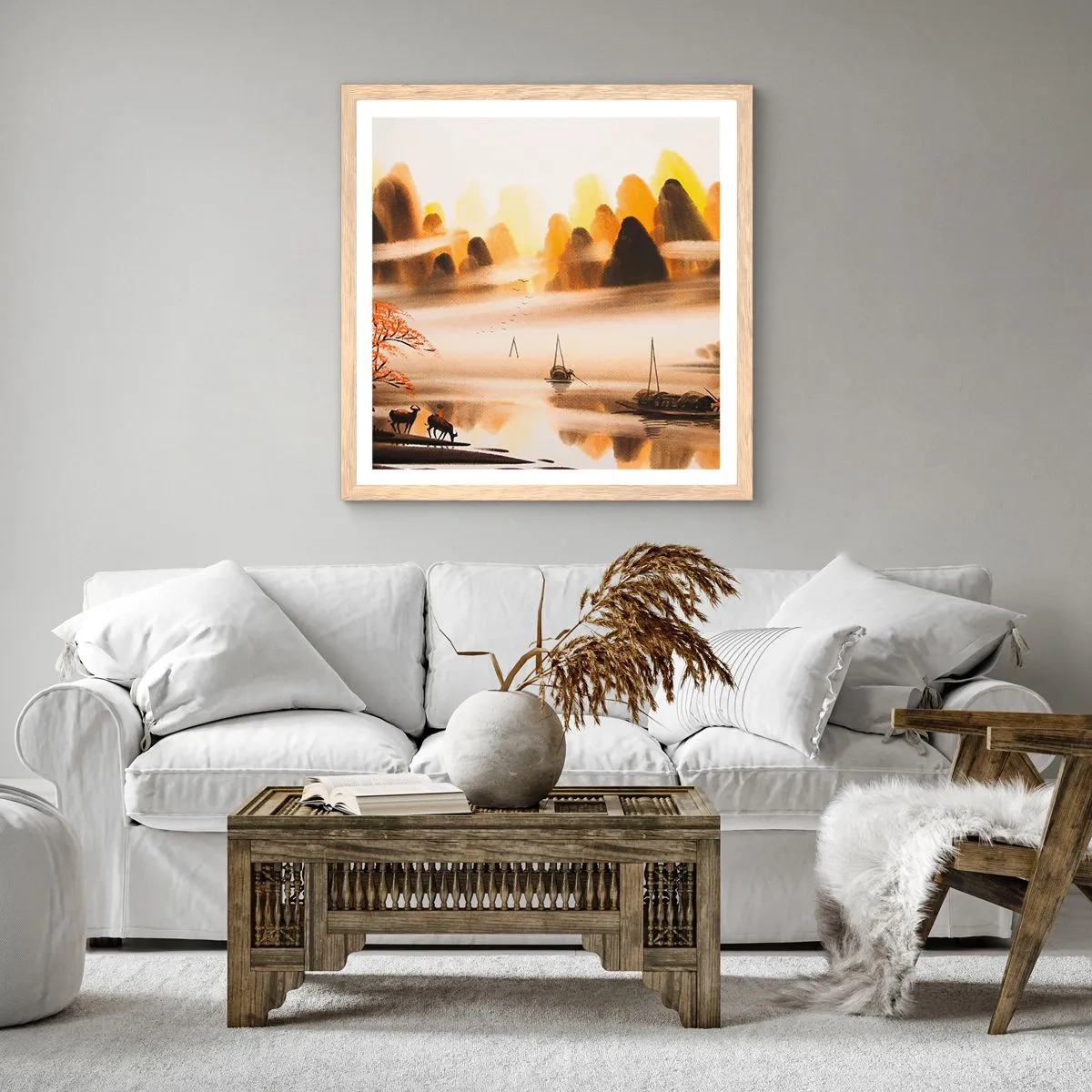 Affisch i ram av ljusek - Längre bort än Fjärran Östern - 60x60 cm