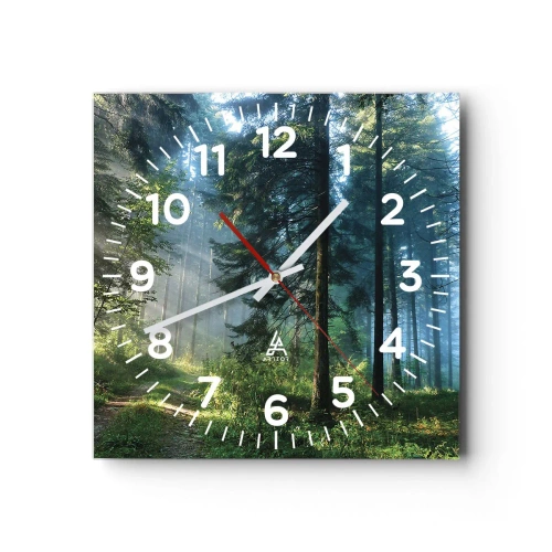Väggklocka - Klocka på glas - Strålande på morgonen - 40x40 cm