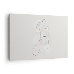 Canvastavla - Bild på duk - Minimalistisk ansiktskontur med en blomma mot en ljus bakgrund - 70x50cm - Skönhetens spiral - Modern väggdekoration för vardagsrum och sovrum ARTTOR