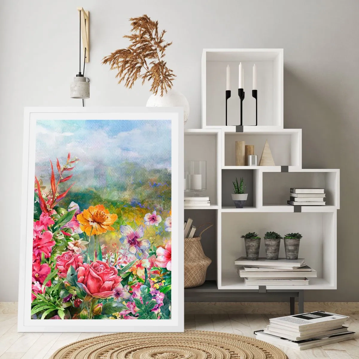 Affisch i vit ram - En trädgård som blivit galen - 50x70 cm