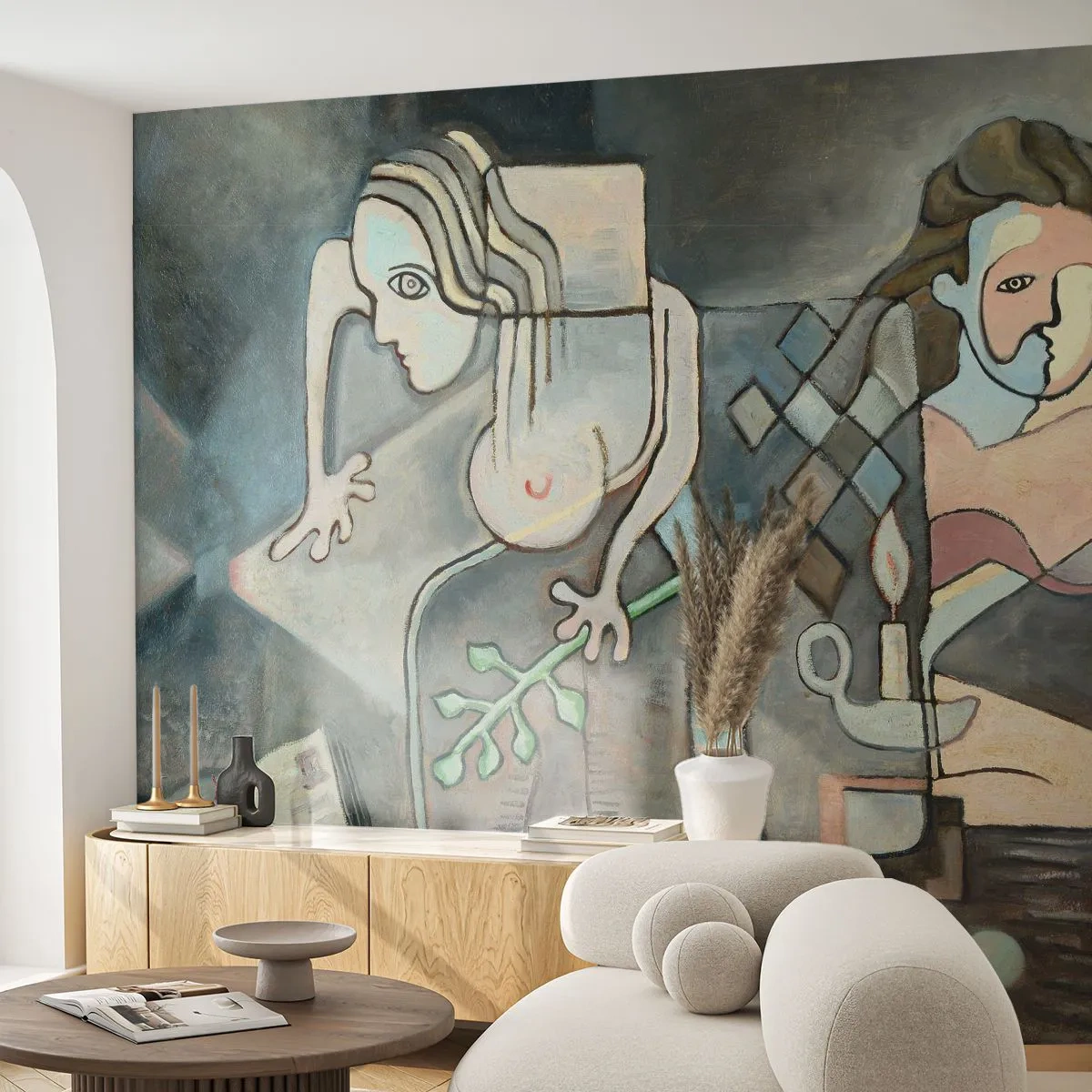 Fototapet Premium Sand - Själens och materias mosaik - Abstraktion, Kubism, människor - 350x256 cm