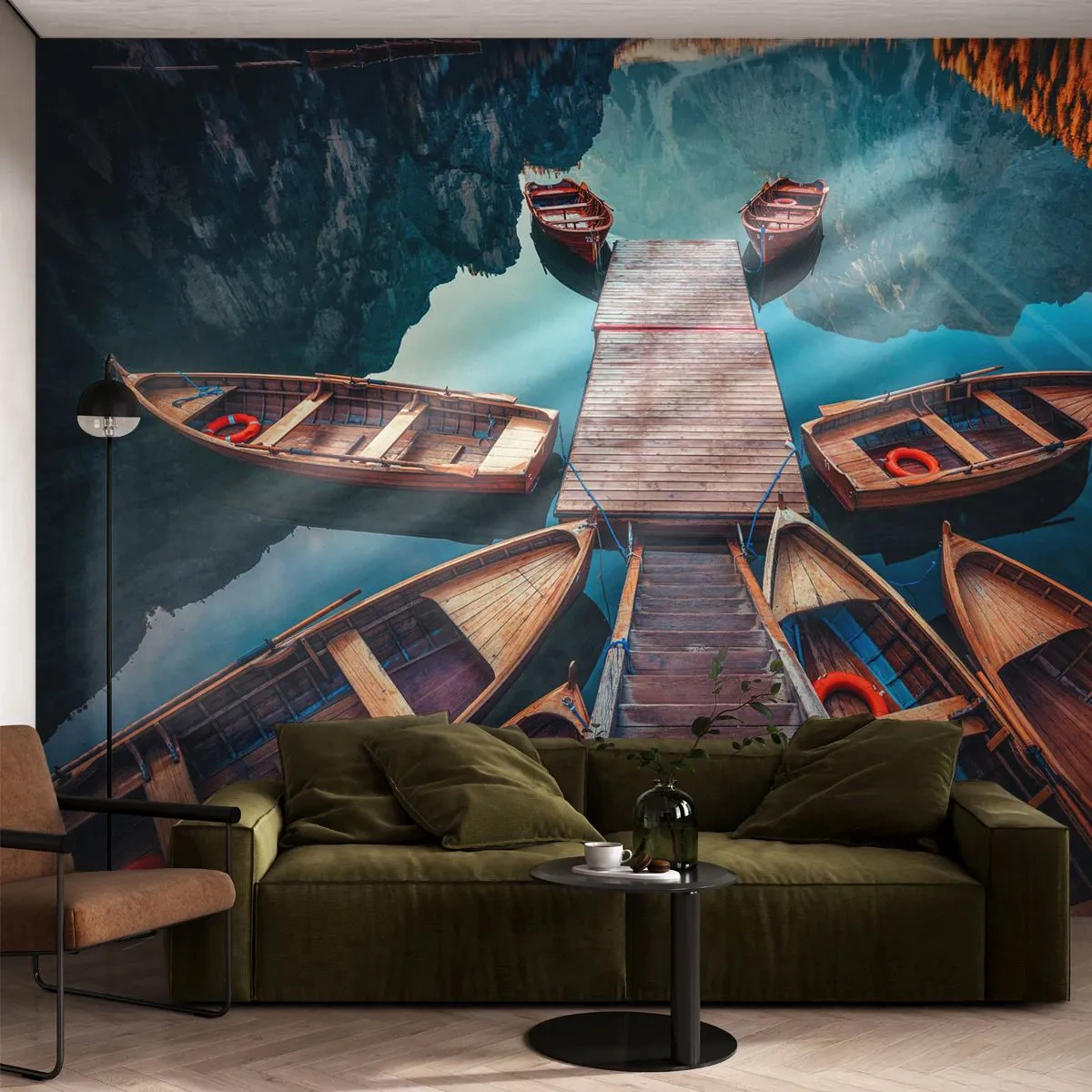 Fototapet Standard Eco - Jag väntar vid bryggan - Landskap, Sjö, Tyrolen - 400x280 cm