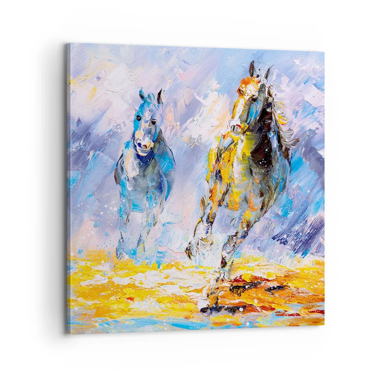 Canvastavla - Bild på duk - Galopp genom skenet - 60x60 cm