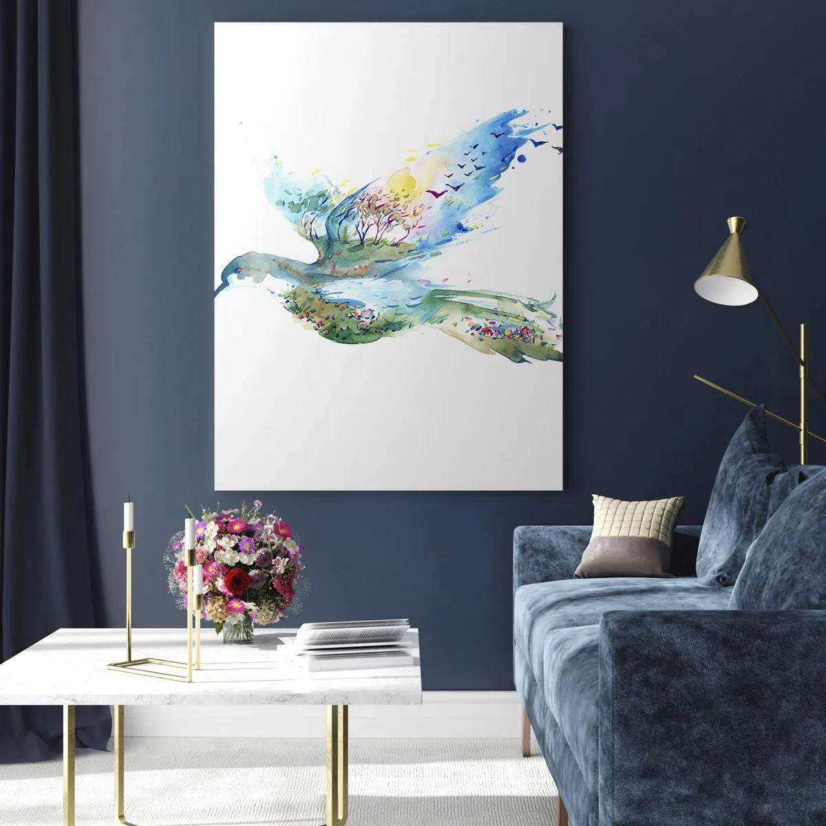 Glastavla - Bild på glas - På naturens vingar - 70x100 cm