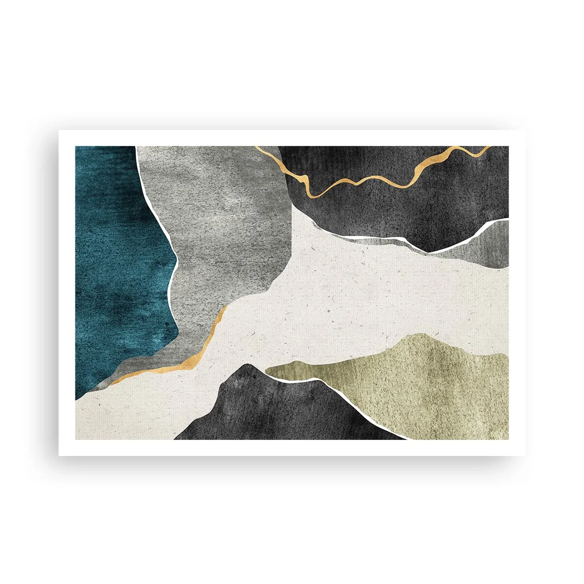 Affisch - Mosaikkomposition med en guldtråd - 100x70 cm