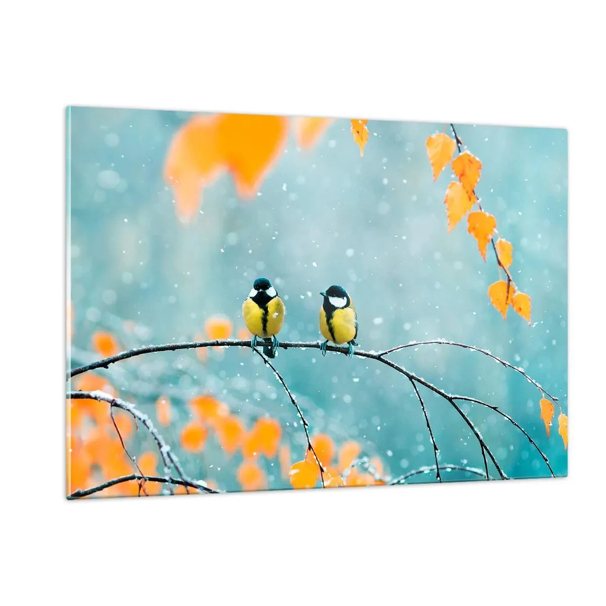 Glastavla - Bild på glas - Fåglarnas skvaller - 120x80 cm