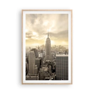 Affisch i ram av ljusek - New York i grånyanser - 61x91 cm