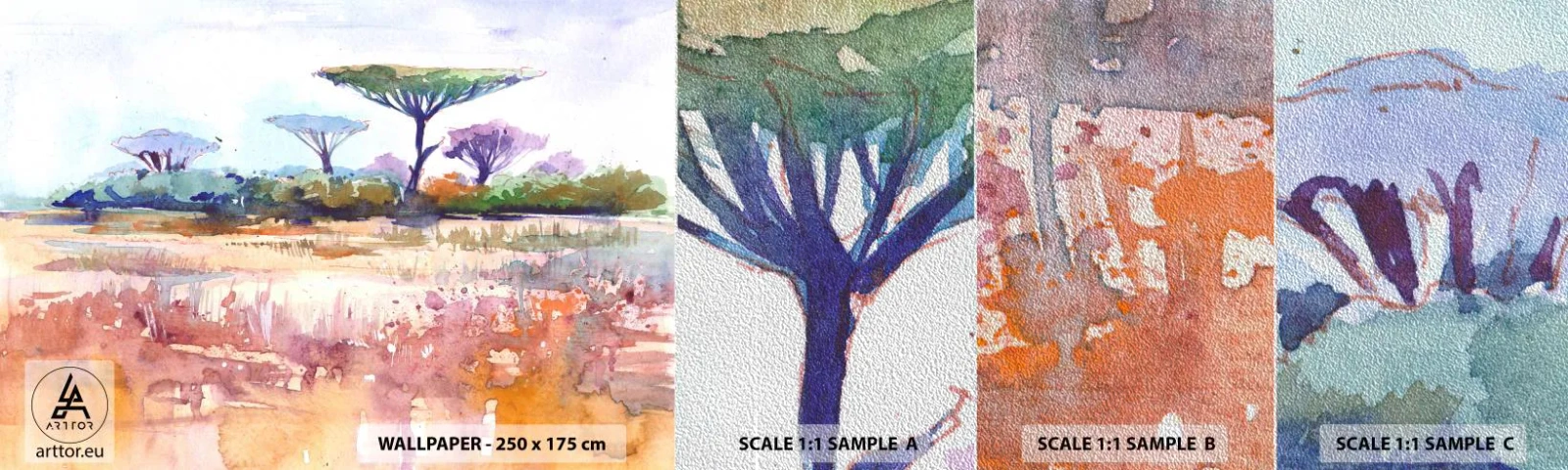 Provbit av fototapet Premium Sand - Savannens färg - Landskap, Savann, Afrika - 100x30 cm