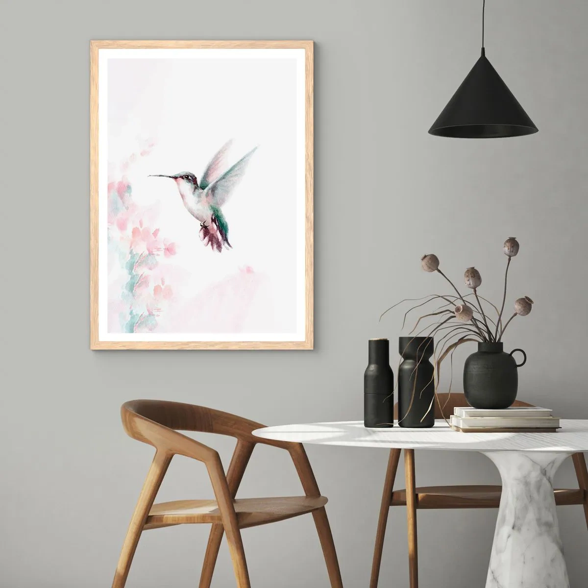 Affisch i ram av ljusek - Fångad flaxande - 70x100 cm