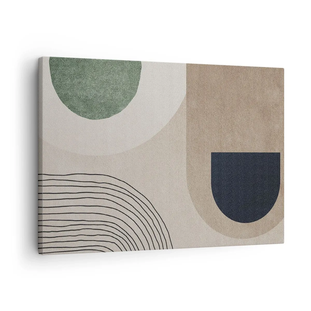 Canvastavla - Bild på duk - Geometriska former i nyanser av beige och grönt - 70x50cm - Ovalens mjukhet - Modern väggdekoration för vardagsrum och sovrum ARTTOR