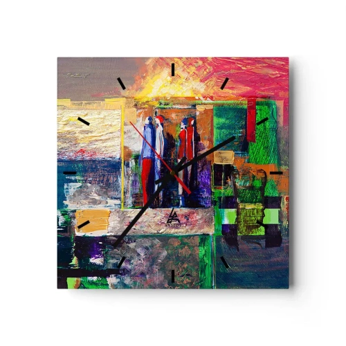 Väggklocka - Klocka på glas - Relationer och emotioner - 40x40 cm