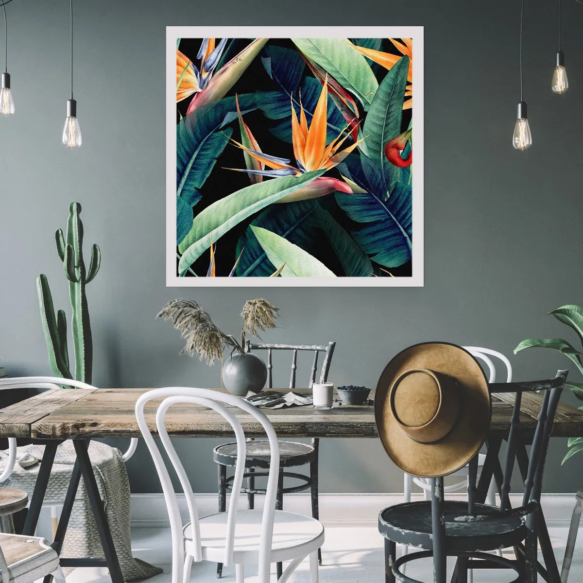 Affisch - Tropikens brinnande blommor - 60x60 cm