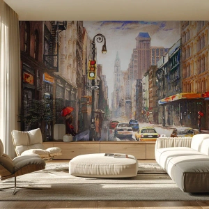 Självhäftande Fototapet Deluxe Sticker - New York - färgglad också i regnet - New York, Stad, Manhattan - 250x175 cm