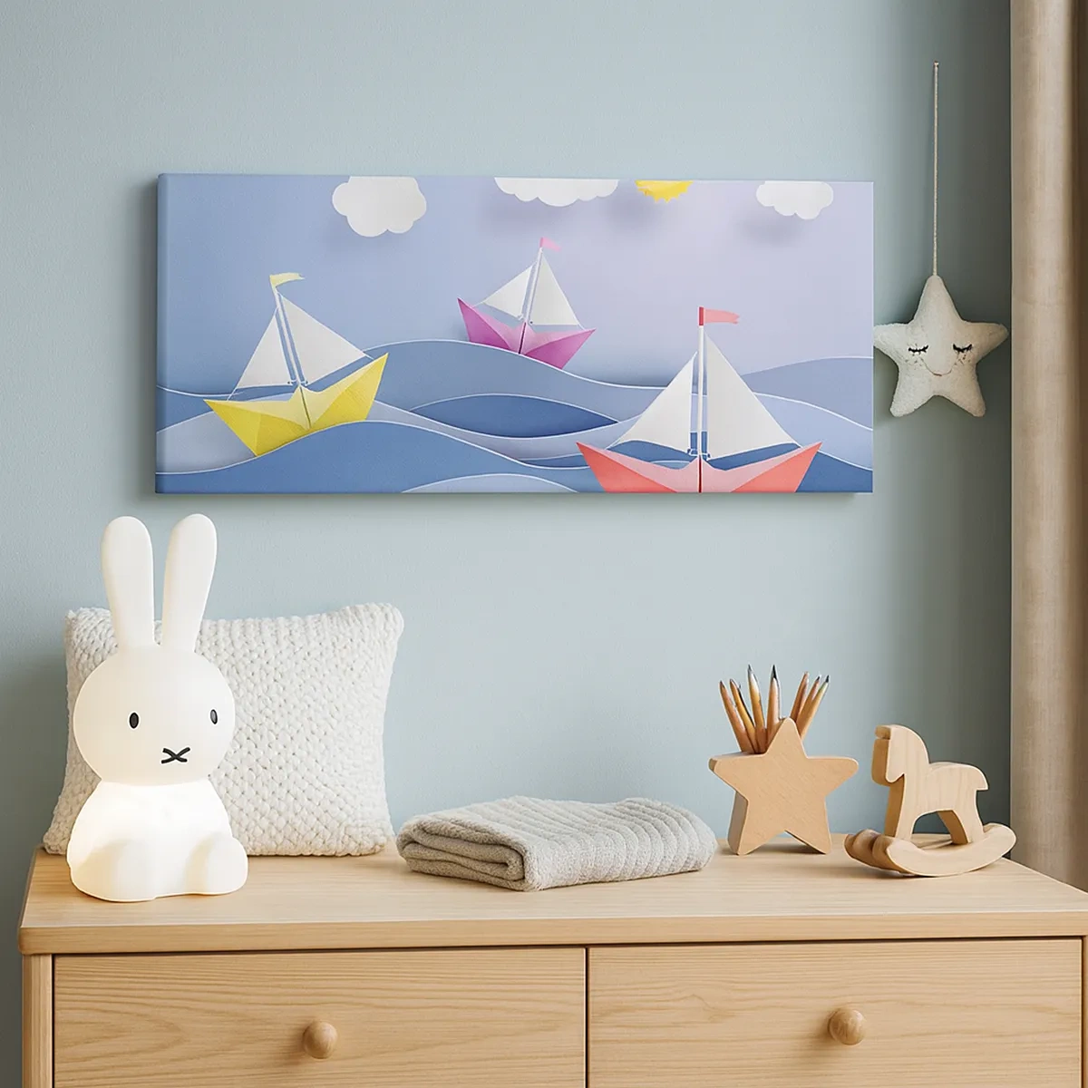 Canvastavla - Bild på duk - Det är så skönt att gunga bland vågorna - 30x30 cm