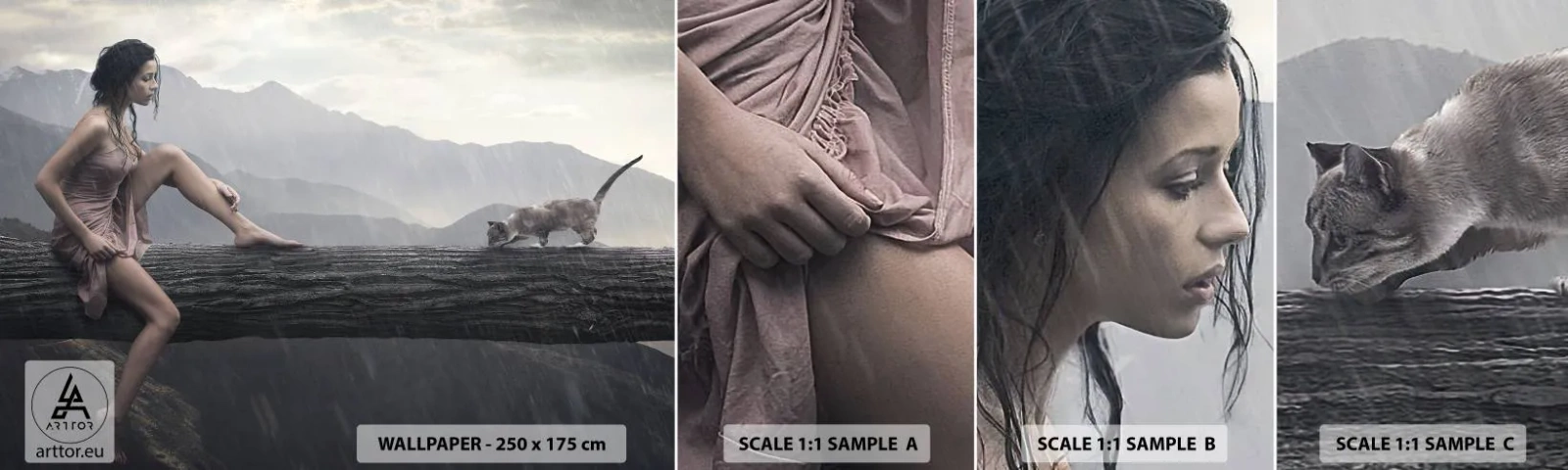 Provbit av självhäftande fototapet Deluxe Sticker - Skönhetens topp - Kvinna, Modell, Landskap - 100x30 cm