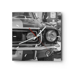 Väggklocka - Klocka på glas - Kör hårt - 30x30 cm