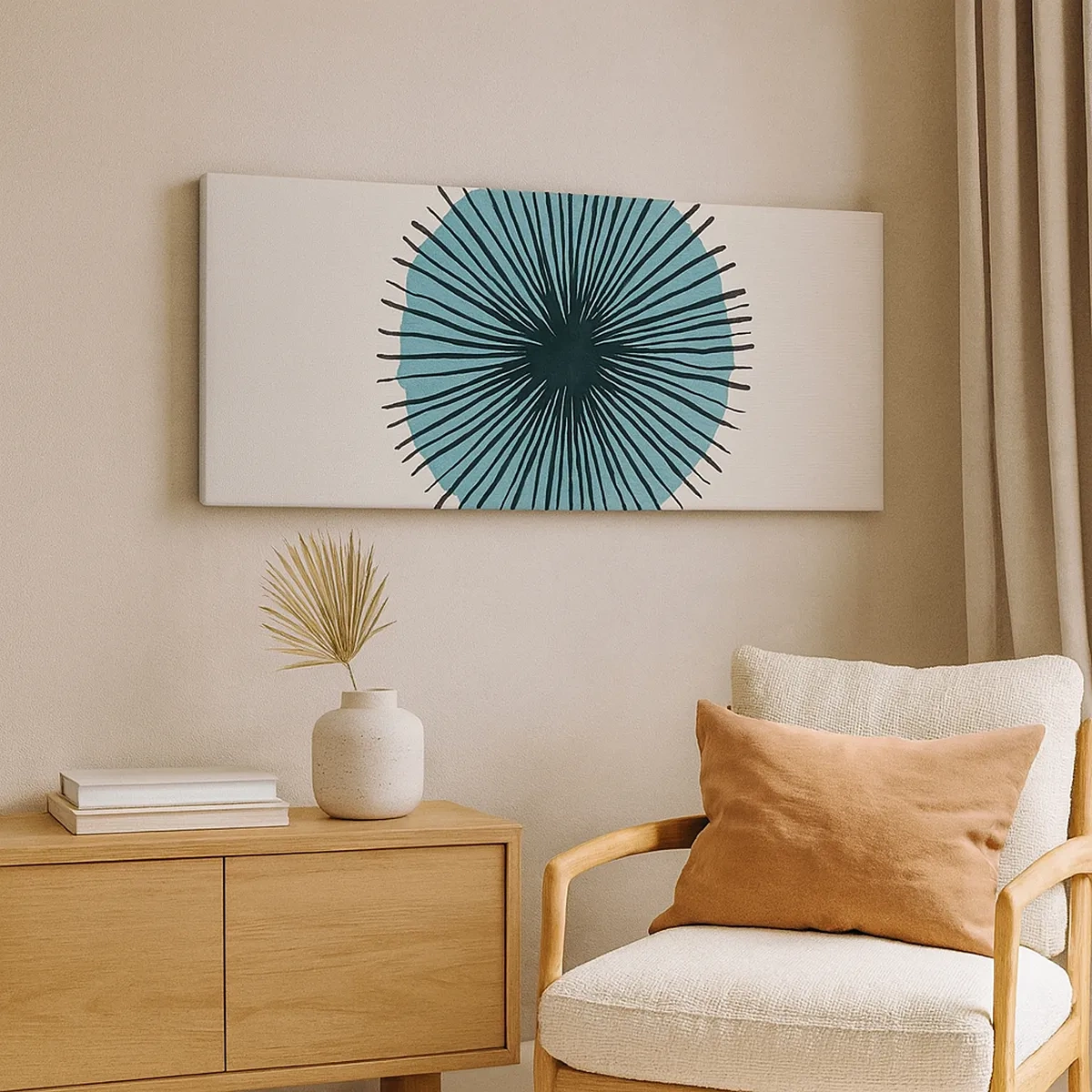 Canvastavla - Bild på duk - Radier mot blått - 30x30 cm