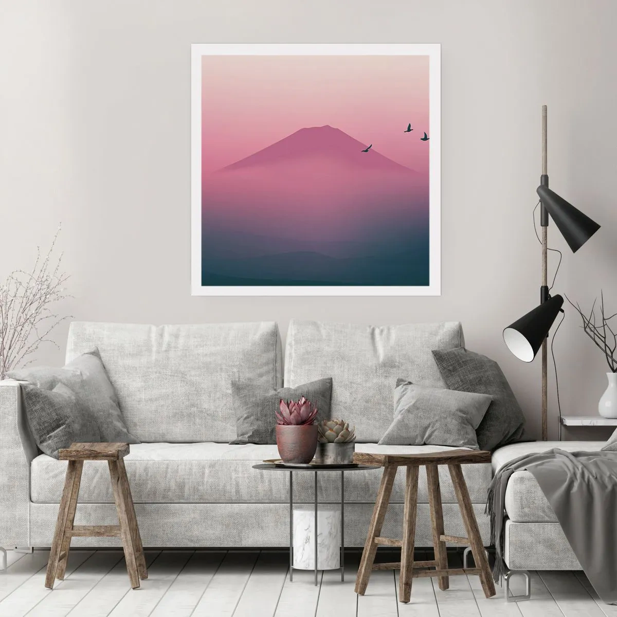 Affisch - Vandrare över molnen - 40x40 cm